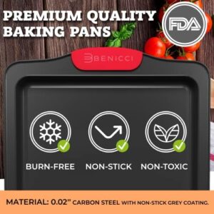 Premium Non-Stick Baking Pans Set of 4 – Includes Baking Sheet, 12 Cup Muffin Tin, Square Pan and Round Cake Pan – BPA Free, Heavy Duty, made w/Carbon Steel – Complete Bakeware Set for Your Kitchen