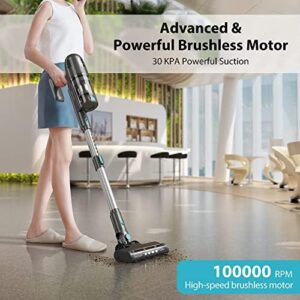 PRETTYCARE Cordless Vacuum Cleaner, 30Kpa Powerful Stick Vacuum with 260W Brushless Motor, LED Touch Display, 45 Mins Long Runtime, Self-Standing Lightweight Vacuum for Hard Floor Carpet Hair, P1 Pro