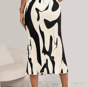 PRETTYGARDEN Women’s 2024 Summer High Waist Graphic Print A Line Pleated Long Skirts for Women Trendy Plisse Midi Skirt