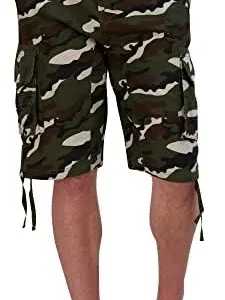 PRIME THREADS Cargo Shorts for Men Relaxed Fit – Multi Pocket Outdoor Camo Cargo Shorts – Cotton