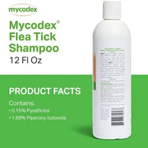 PRN Pharmacal Mycodex Flea and Tick Shampoo P3 – Sensitive Skin Shampoo for Dogs & Cats – with Oatmeal, Lanolin, & Aloe – Removes Dandruff, Dirt, & Scales While Killing Fleas, Ticks & Lice – 12 Fl Oz