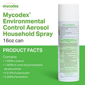 PRN Pharmacal Mycodex Plus Environmental Control Spray – Household Spray – Insecticide – Kills Flea, Ticks, Roaches, Ants, Spiders, Lice, Crickets, Centipedes, Waterbugs, Silverfish & Sowbugs – 16 Oz