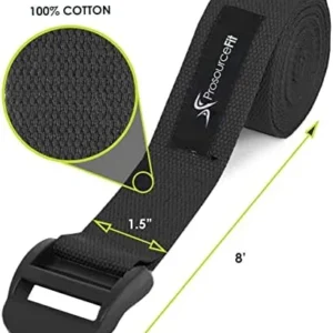 ProsourceFit Cinch Buckle Yoga Strap, Durable Cotton 8ft. x 1.5in for Stretching, Holding Yoga Poses and Physical Therapy