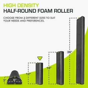 ProsourceFit High Density Half-Round Foam Rollers for Body Conditioning, Pilates, Yoga, Stretching, Balance & Core Exercises, 3 Sizes 12 inch, 18 inch and 36 inch, Black