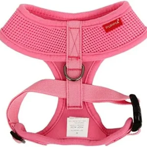 Puppia Soft Dog Harness No Choke Over-The-Head Triple Layered Breathable Mesh Adjustable Chest Belt and Quick-Release Buckle, Pink, Large