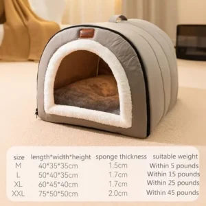 Puppy Dog Cave House, Winter Pet House, Semi Enclosed Shape Pet Bed with Anti-Slip Bottom Pad, Waterproof and Stainproof Removable Design Dog House Indoor,B,M