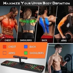 Push Up Board Home Gym Portable System Compact, Pilates Bar & 20 Fitness Accessories with Resistance Bands Ab Roller Wheel Strength Training Equipment Full Body Workout for Men and Women, Best Choice