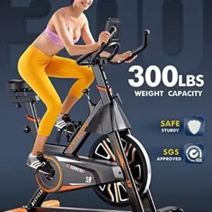 PYHIGH Magnetic Stationary Exercise Bike for Home Indoor Cycling Bikes Excersize Bike Comfortable Seat Cushion Belt Drive Ipad Holder with LCD Monitor Cardio Workout Fitness Machine