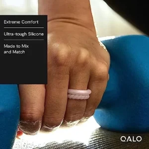 QALO Women’s Rubber Silicone Ring, Stackable Chevron Rubber Wedding Band, Breathable, Durable Engagement Silicone Ring, Multi Colors