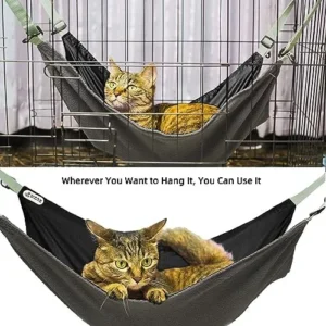 QIPAN Cat Hammock,Cat Hammock for Cage,Washable Soft Outdoor Cat Mat,Waterproof Cooling Kittens Pad,Pet Hammock Hanging for Cats (Large, Black)