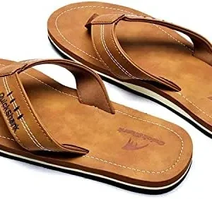 Quickshark Mens Flip Flops Leather Thong Sandals Arch Support Beach Slippers