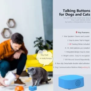 QUZOC Dog Buttons for Communication Talking Button Supports 30S repeatable Voice Recording Training Buzzer Clicker Speaking Buttons for Cats & Dogs (Dog Talking Button Set Pack of 6)