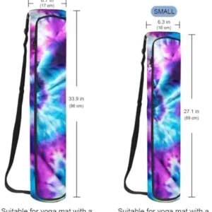 RATGDN Yoga Mat Bag, Colorful Tie Dye Swirl Exercise Yoga Mat Carrier Full-Zip Yoga Mat Carry Bag with Adjustable Strap for Women Men