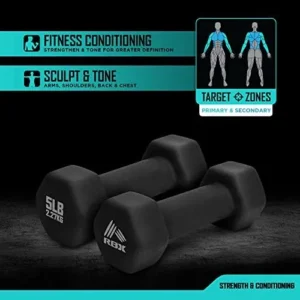 RBX Weights Dumbbells Set – Neoprene Arm Weights With Non-Slip Grip, Strength Training Equipment Workout Weights for At Home or Gym Training, Anti-Roll