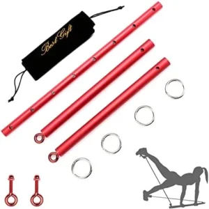 Red Portable Restore Spreader Bar, Exercise Guide Pilates Sports Aid Training Fitness Gear, Home Yoga Gym Kit with Fur Flocking Storage Bag