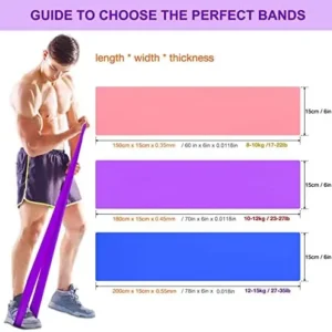 Resistance Bands Set, 3 Pack Professional Latex Elastic Bands for Home or Gym Upper & Lower Body Exercise, Physical Therapy, Strength Training, Yoga, Pilates, Rehab, Blue & Purple & Pink