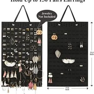 Resovo Hanging Earrings Organizer, Earring Holder & 20 Hooks, Holds Up To 300 Pairs, Compact Design, Soft Material, Earring Hanger Earring Display Hanging Organizer for Women Girls -1 Pack