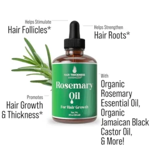 Rosemary Oil for Hair Growth For Men + Women – No Harsh Scent or Scalp Burn. Topical Treatment For Hair Loss Prevention, Hair Thickness, Regrowth. With Jojoba, Jamaican Black Castor, Peppermint 1oz