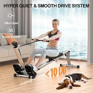 Rowing Machine for Home Use, Rowing Machine Foldable Rower with LCD Monitor & Comfortable Seat Cushion – 2023 Upgraded Version Row Machine, Hyper-Quiet & Smooth