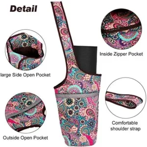 SARHLIO Yoga Mat Bag with Large Size Open Pocket and Zipper Pocket Carrier Bag Fit Most Size for Ladies Easy Access Lightweight Comfortable Shoulder Strap