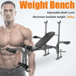 Saterkali Standard Weight Bench, Bench Press Set with Preacher Curl Pad and Leg Developer Weight Lifting Full-Body Workout Equipment for Home Gym