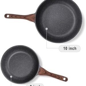 SENSARTE Nonstick Frying Pan Skillet, Swiss Granite Coating Omelette Pan, Healthy Stone Cookware Chef’s Pan, PFOA Free (8+10 Inch)