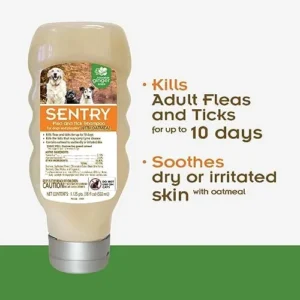 SENTRY Oatmeal Flea and Tick Shampoo for Dogs, Rid Your Dog of Fleas, Ticks, and Other Pests, Hawaiian Ginger Scent, 18 oz