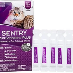 Sentry PurrScriptions Plus Cat & Kitten Squeeze-On Flea & Tick Control, for Cats Over 5 lbs., 6 dose