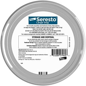 Seresto Large Dog Vet-Recommended Flea & Tick Treatment & Prevention Collar for Dogs Over 18 lbs. | 8 Months Protection