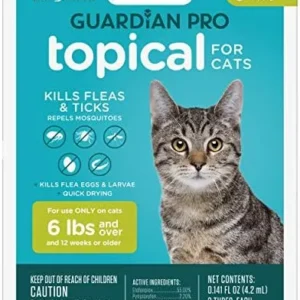 Sergeant’s Guardian Pro Flea & Tick Squeeze On Topical Cats 6lbs and Over., 3 Count