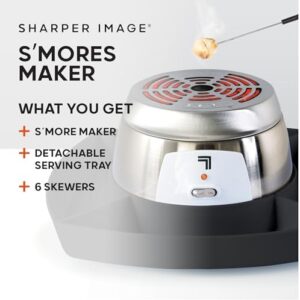 SHARPER IMAGE Electric S’mores Maker [2023 Amazon Exclusive] 8-Piece Kit, 6 Skewers & Serving Tray, Small Kitchen Appliance, Flameless Tabletop Marshmallow Roaster, Date Night Fun Kids Family Activity