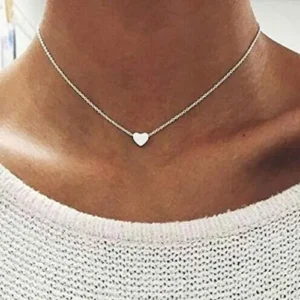 Shegirl Heart Choker Necklace Delicate Love Necklace Pendant Necklace Silver Jewelry for Women and Girls