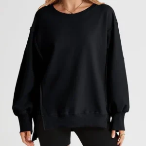 SHEWIN Sweatshirt for Women Crewneck Spring Lightweight Solid Color 2024 Fashion Warm Oversized Fit Pullover Sweatshirts