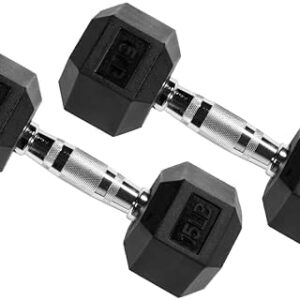 Signature Fitness Rubber Encased Hex Dumbbell, Pairs or Sets, Multiple Packages