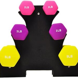 Signature Fitness Set of 2 Neoprene Dumbbell Hand Weights, Anti-Slip, Anti-roll, Hex Shape Colorful, Pairs or Sets