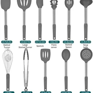 Silicone Kitchen Cooking Utensils Set with Stainless Steel Handle, Spatula Set Utensil Set, Cooking Utensil Set,Kitchen Tools Gadgets for Nonstick Cookware