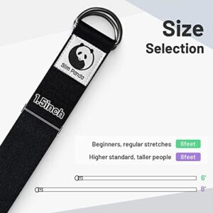 Slim Panda Yoga Strap for Stretching, (10+ Colors,6 Feet/8 Feet) Yoga Bands with Adjustable D-Ring Buckle, Cotton Yoga Belt for Fitness, Yoga, Pilates, Physical Therapy, Improve Flexibility