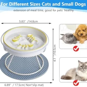 Slow Feeder Cat Bowl for Indor Cat,Elevated Cat and Dog Bowl for Food and Watter,Ceramic Cat Dish,Cat Plate for Dry and Wet Food Whisker Friendly,Cat Feeding &Watering Supplies