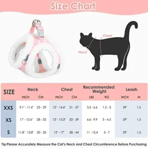 SlowTon Cat Harness and Leash Set, Plush Edge Escape Proof Adjustable Cat Vest Harness for Walking, Easy Control Pet Harness with Reflective Strap for Cat, Kitten, Puppy(Pink,XS)