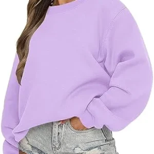 slqdgmryz Oversized Crewneck Sweatshirt Women Long Sleeve Fleece Pullover Loose Solid Sweatshirts Hoodie Fall Fashion 2023