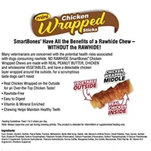 SmartBones Chicken-Wrapped Sticks, Treat Your Dog to a Rawhide-Free Chew Made With Real Chicken and Vegetables Brown 15 Count (Pack of 1)