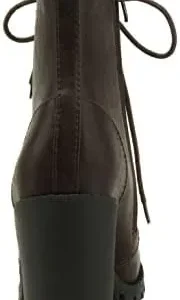 Soda Malia Round Toe Stacked Lug Heel Lace Up Ankle Booties