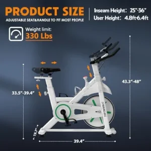 SogesPower Exercise Bike Indoor Cycling Bike Magnetic Stationary Bike Cycle Bike Fitness Bike Silent Belt Drive for Home Gym Workout with 45LBS flywheel Phone Ipad Mount Comfortable Seat Cushion&LCD Monitor