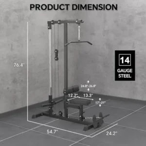 SPART LAT Power Cable Machine, Adjustable LAT Pull Down and LAT Row Cable Machine with High and Low Pulley Stations, Heavy Duty Upper Body Back Exercise Weight Machine Home Gym Equipment