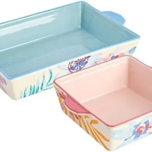 SPICE BY TIA MOWRY Goji Blossom 2-Piece Hand-Painted Ceramic Bakeware