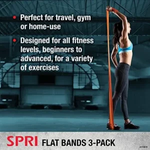 SPRI Flat Bands 3-Pack – Resistance Band Kit Set with 3 Levels of Resistance – Exercise Bands for Strength Training, Flexibility, & Body Workout – Versatile Fitness Tool – Light, Medium, and Heavy