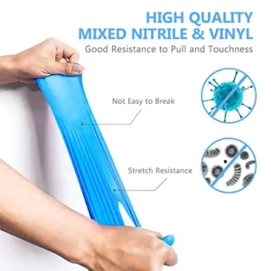 squish Disposable Gloves, 100Pcs Blue Vinyl Blend Exam Gloves Non Sterile, Powder Free, Latex Free – Cleaning Supplies, Kitchen and Food Safe(Pack of 100) (Blue Medium)