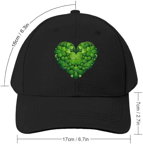 St. Patrick’s Day Irish Shamrock Clover Heart Pattern Snapback Hat Adjustable Trucker DAD Baseball Cap