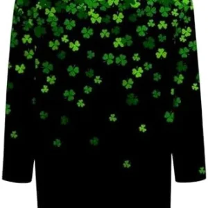 St Patricks Day Shirt for Women, 3/4 Sleeve Green Irish Shamrock T-Shirt Cute Graphic Tees 2024