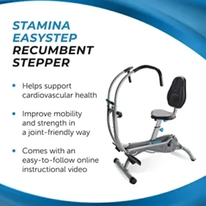 Stamina EasyStep Recumbent Stepper with Arm Workout – Recumbent Cross Trainer with Smart Workout App for Home Workout – Up to 250 lbs Weight Capacity